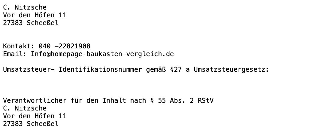 Kontaktdaten des Seitenbetreibers